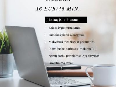 Anglų kalbos pamoka - konsultacija (45 min.)